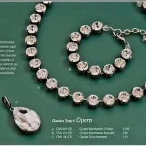 Sabika Classic Manhattan Clear Crystal Antique Silver Choker Necklace-RETIRED